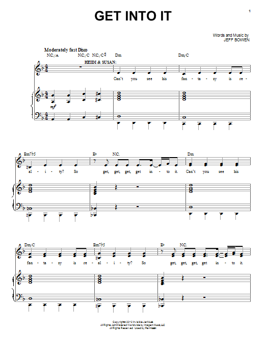 Learn to play Jeff Bowen Get Into It sheet music for Piano, Vocal & Guitar Chords (Right-Hand Melody) in minutes. Price: 7.8900$ Jeff Bowen Get Into It sheet music notes and chords arranged for Piano, Vocal & Guitar Chords (Right-Hand Melody)