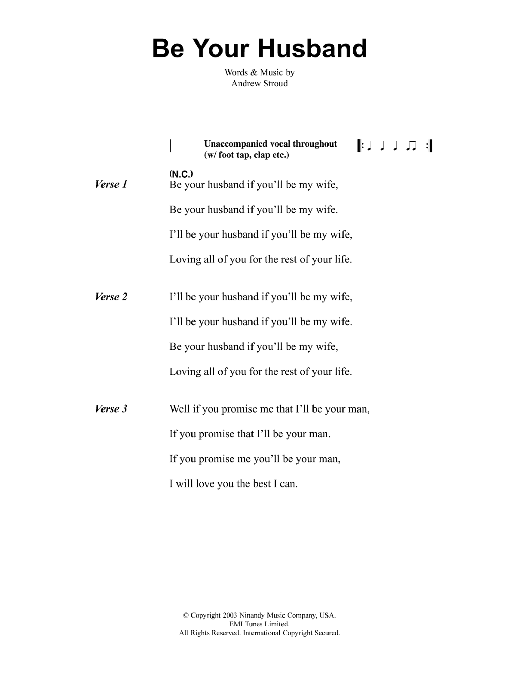 Learn to play Jeff Buckley Be Your Husband sheet music for Guitar Chords/Lyrics in minutes. Price: 4.4900$ Jeff Buckley Be Your Husband sheet music notes and chords arranged for Guitar Chords/Lyrics