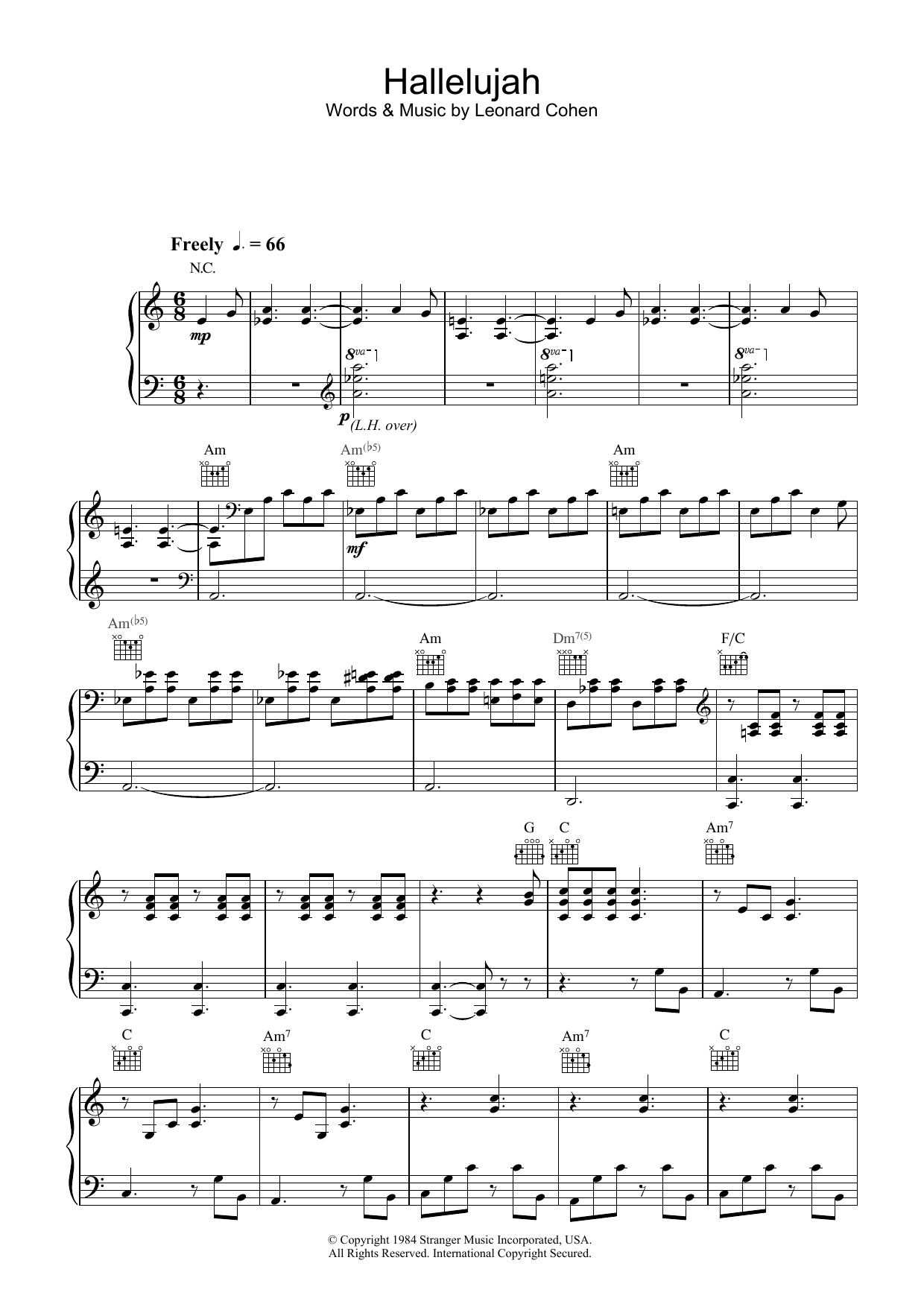 Jeff Buckley Hallelujah sheet music notes and chords. Download Printable PDF.