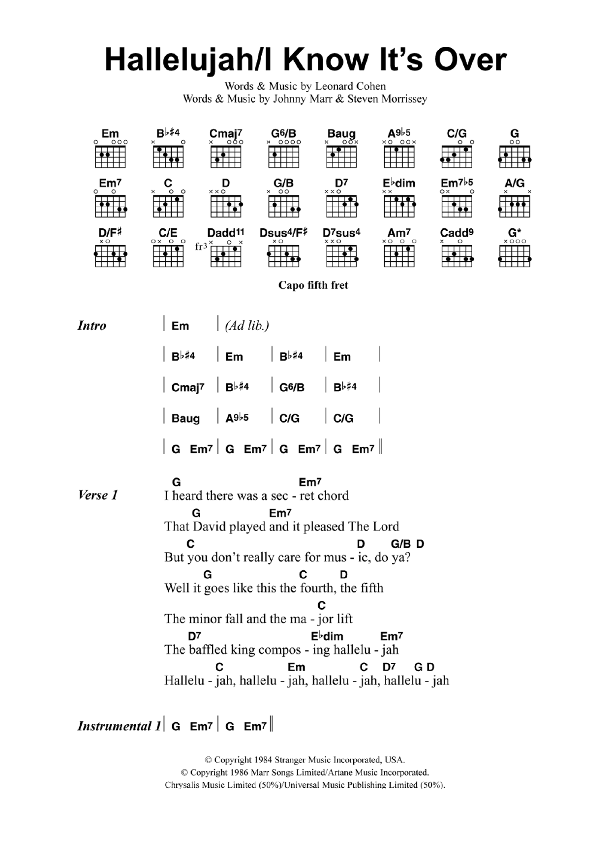 Jeff Buckley Hallelujah/I Know It's Over sheet music notes and chords. Download Printable PDF.