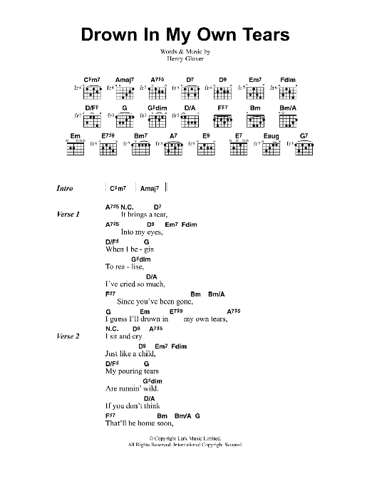 Jeff Buckley I'll Drown In My Own Tears sheet music notes and chords. Download Printable PDF.