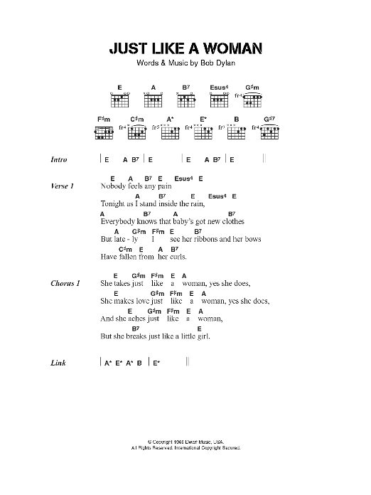 Jeff Buckley Just Like A Woman sheet music notes and chords. Download Printable PDF.