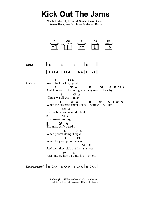 Learn to play Jeff Buckley Kick Out The Jams sheet music for Guitar Chords/Lyrics in minutes. Price: 4.4900$ Jeff Buckley Kick Out The Jams sheet music notes and chords arranged for Guitar Chords/Lyrics