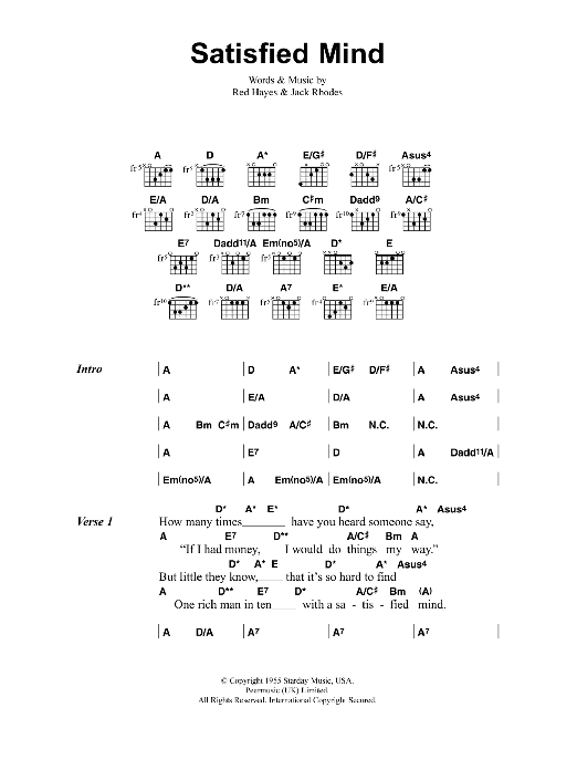 Learn to play Jeff Buckley Satisfied Mind sheet music for Guitar Chords/Lyrics in minutes. Price: 4.4900$ Jeff Buckley Satisfied Mind sheet music notes and chords arranged for Guitar Chords/Lyrics