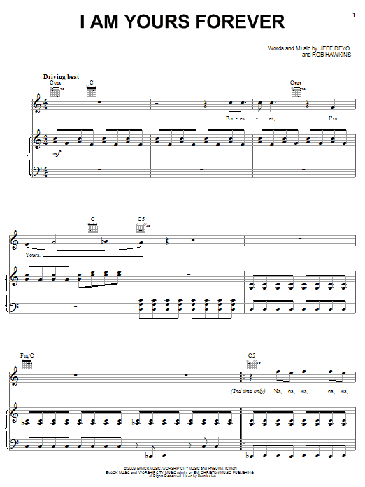 Jeff Deyo I Am Yours Forever sheet music notes and chords arranged for Piano, Vocal & Guitar Chords (Right-Hand Melody)