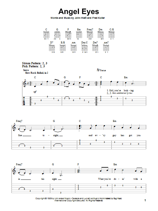 Jeff Healey Angel Eyes sheet music notes and chords. Download Printable PDF.