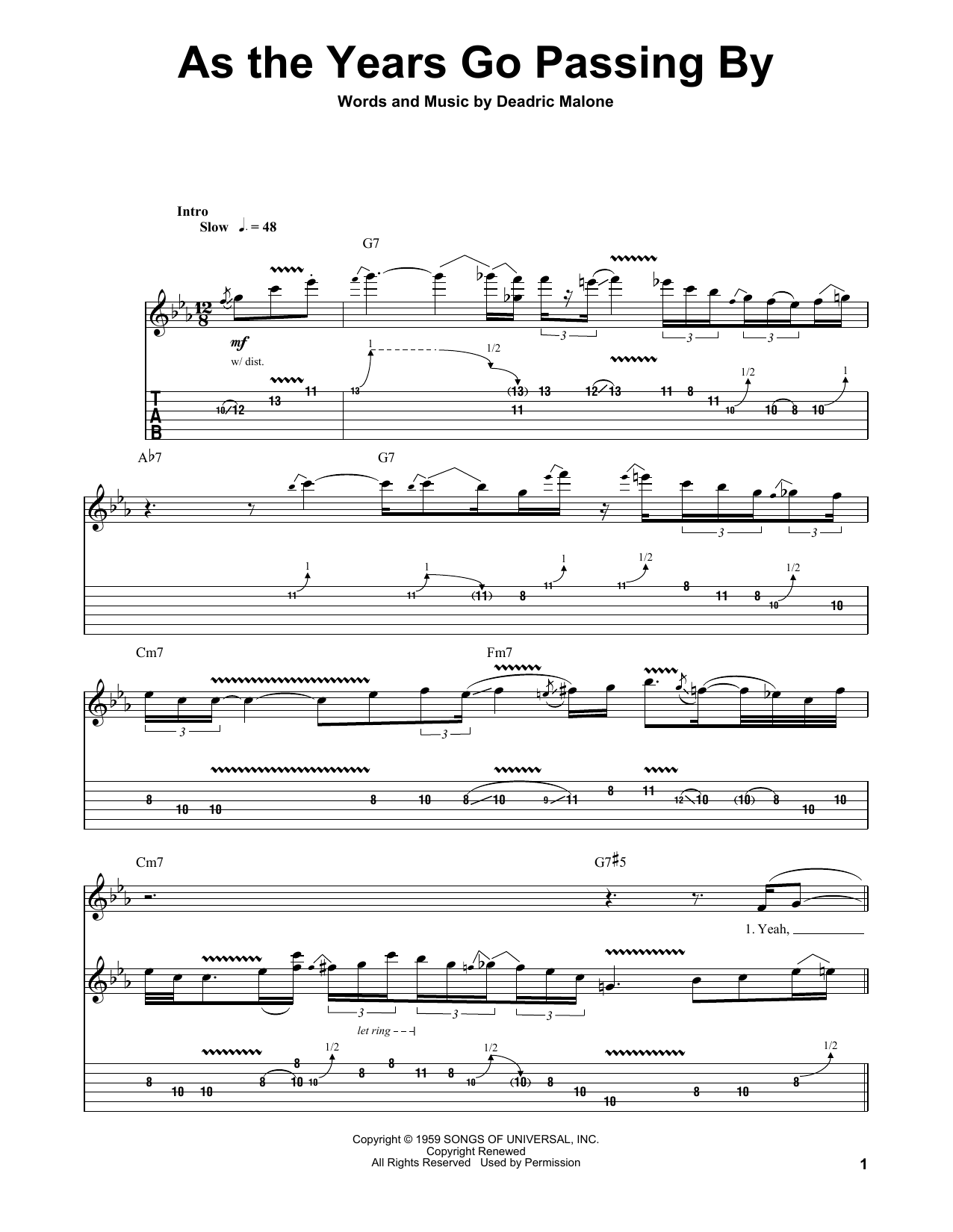 Jeff Healey Band As The Years Go Passing By sheet music notes and chords. Download Printable PDF.