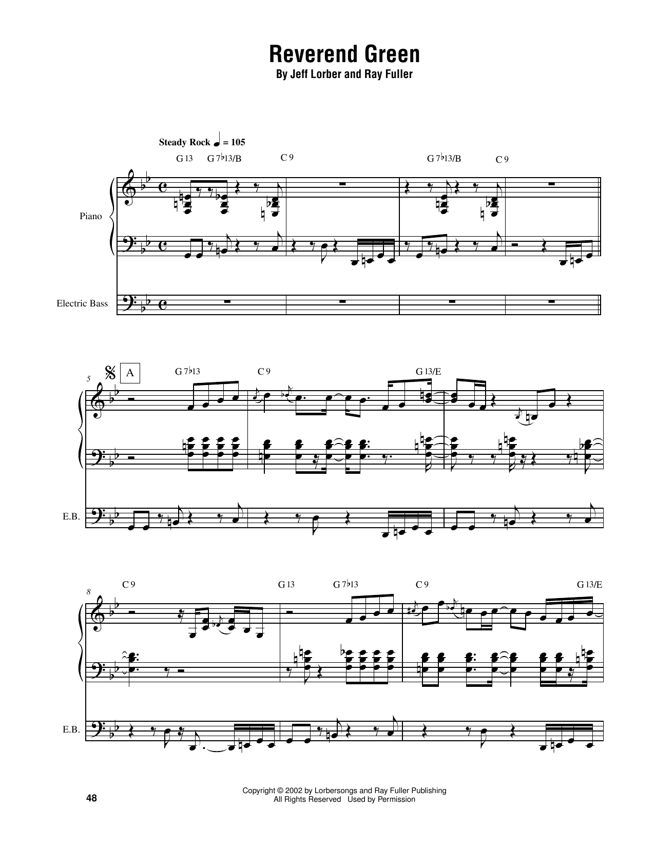 Jeff Lorber Reverend Green sheet music notes and chords. Download Printable PDF.