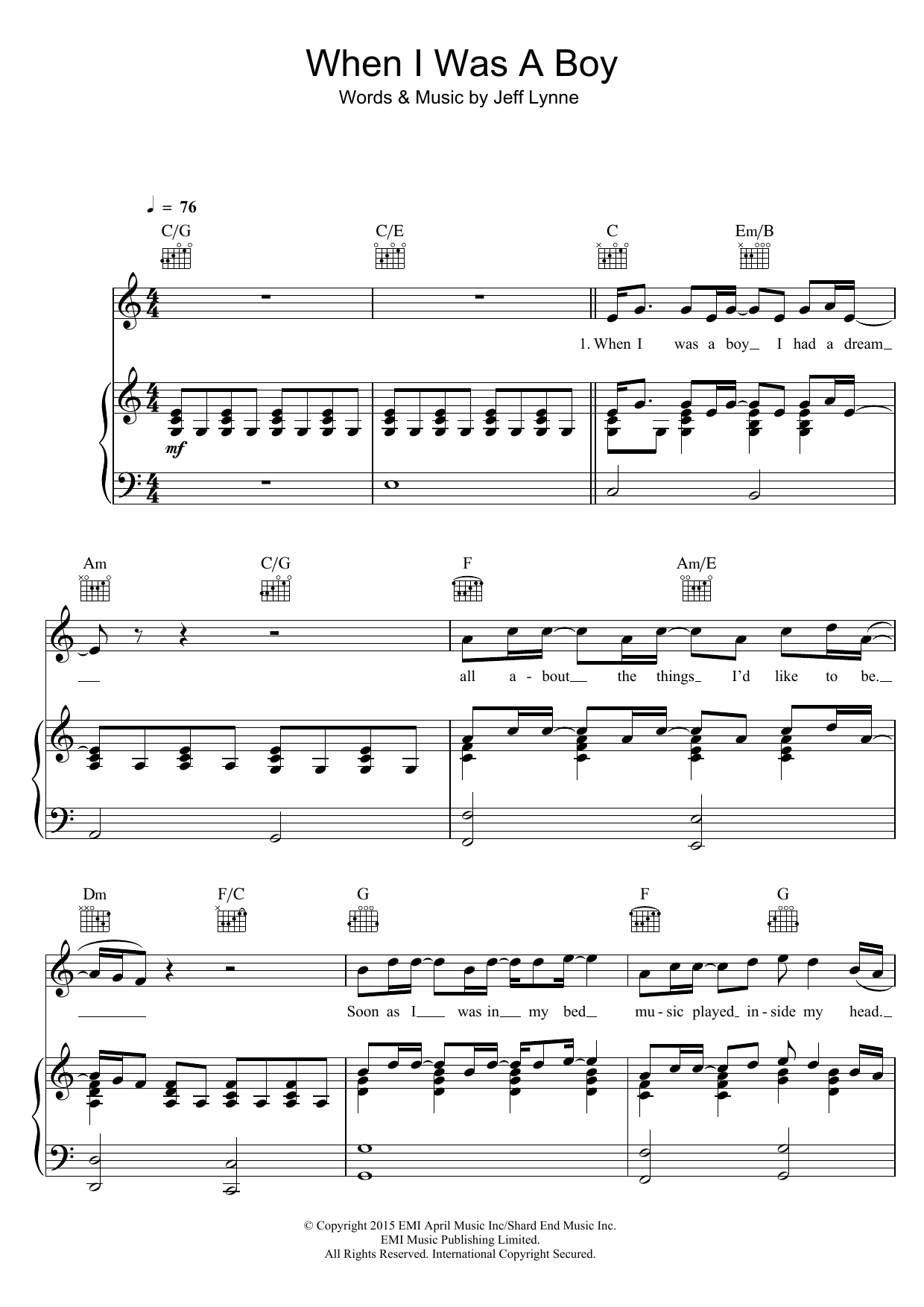 Jeff Lynne’s ELO When I Was A Boy sheet music notes and chords. Download Printable PDF.