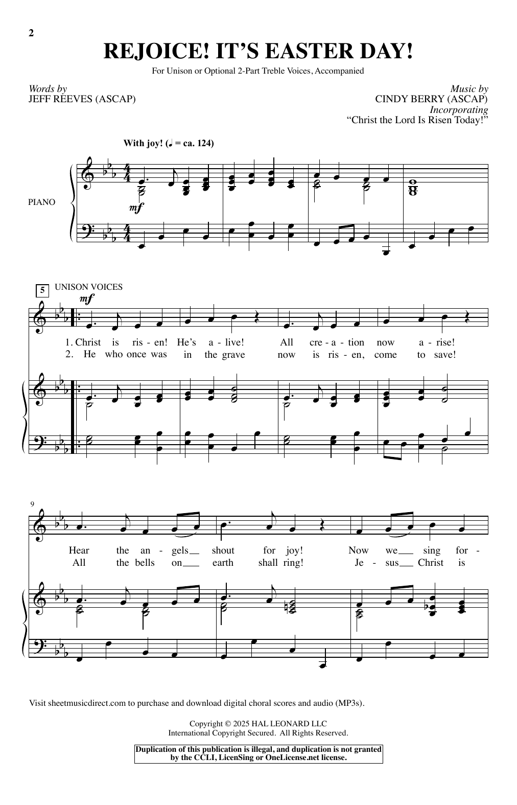 Jeff Reeves and Cindy Berry Rejoice! It's Easter Day! sheet music notes and chords. Download Printable PDF.