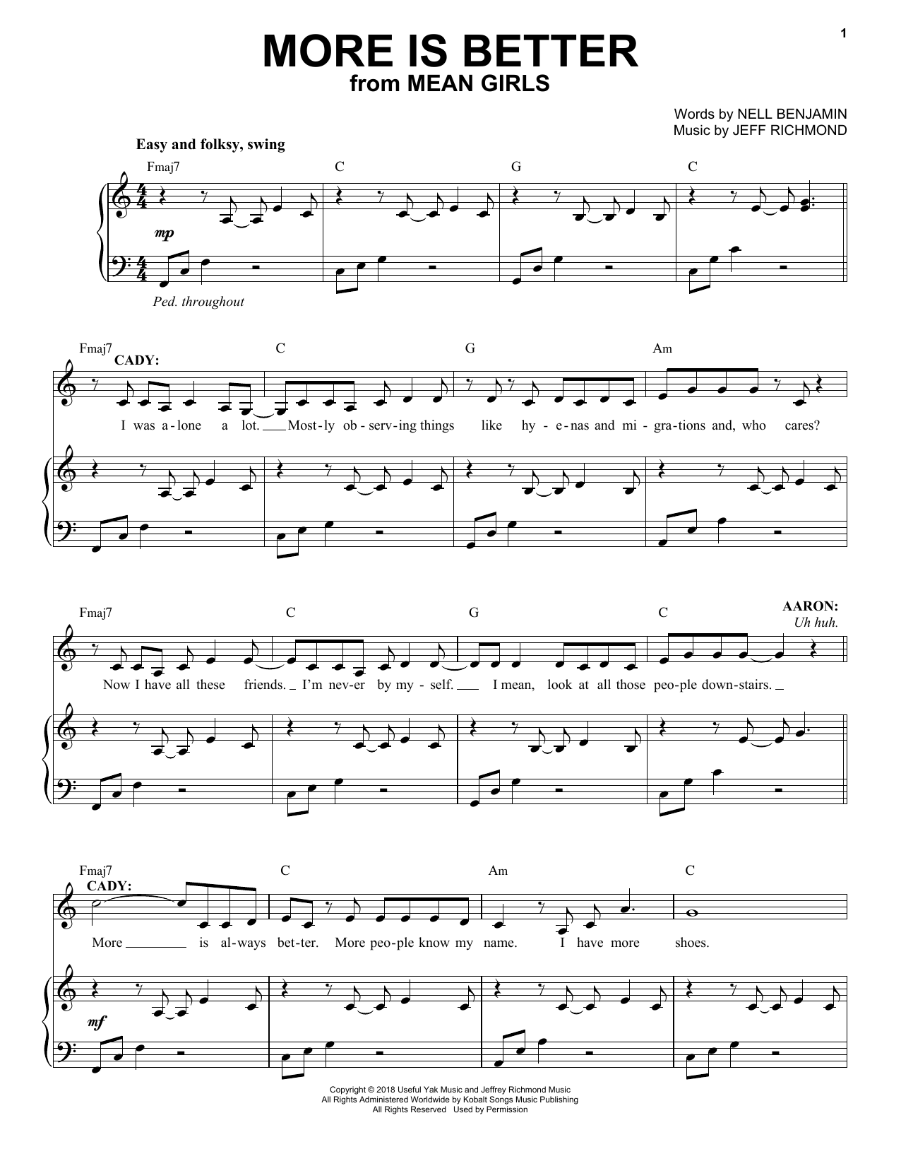 Jeff Richmond & Nell Benjamin More Is Better (from Mean Girls: The Broadway Musical) sheet music notes and chords arranged for Piano & Vocal