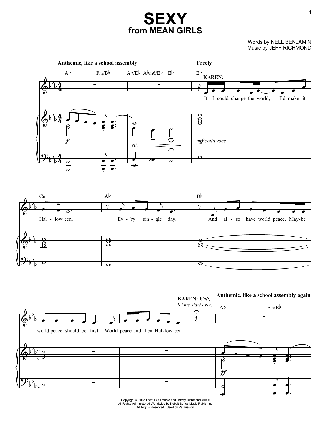 Jeff Richmond & Nell Benjamin Sexy (from Mean Girls: The Broadway Musical) sheet music notes and chords. Download Printable PDF.