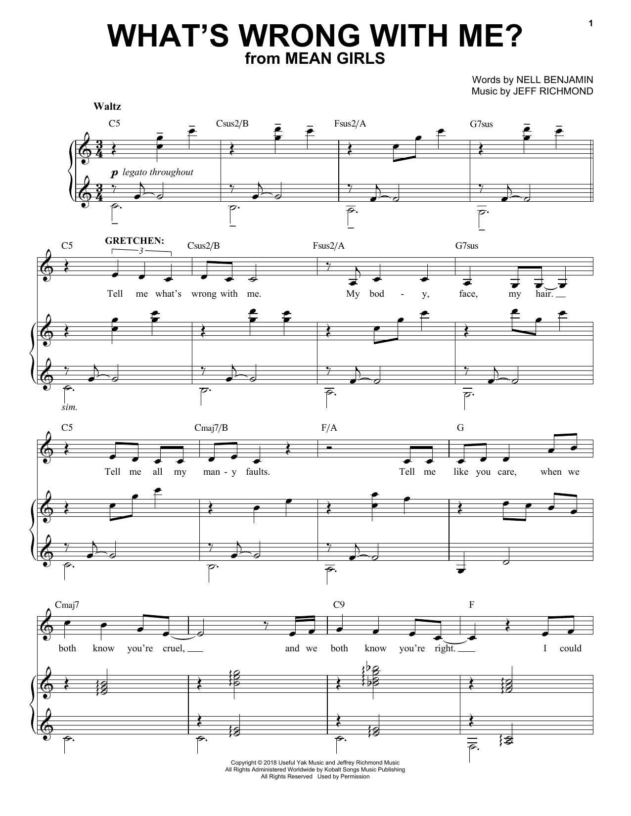 Jeff Richmond & Nell Benjamin What's Wrong With Me? (from Mean Girls: The Broadway Musical) sheet music notes and chords. Download Printable PDF.