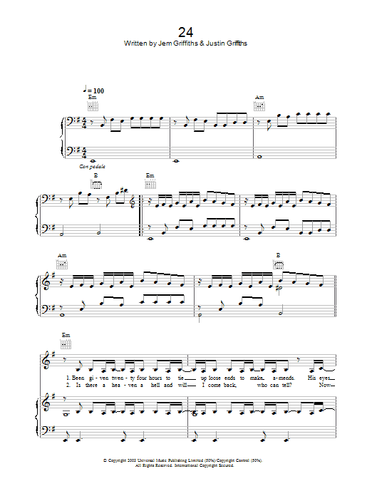 Learn to play Jem 24 sheet music for Piano, Vocal & Guitar Chords in minutes. Price: 7.8900$ Jem 24 sheet music notes and chords arranged for Piano, Vocal & Guitar Chords