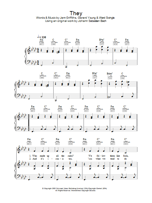 Learn to play Jem They sheet music for Piano, Vocal & Guitar Chords in minutes. Price: 7.8900$ Jem They sheet music notes and chords arranged for Piano, Vocal & Guitar Chords