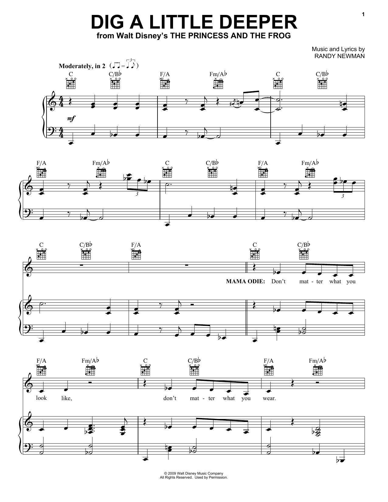 Jenifer Lewis Dig A Little Deeper sheet music notes and chords arranged for Piano, Vocal & Guitar Chords (Right-Hand Melody)