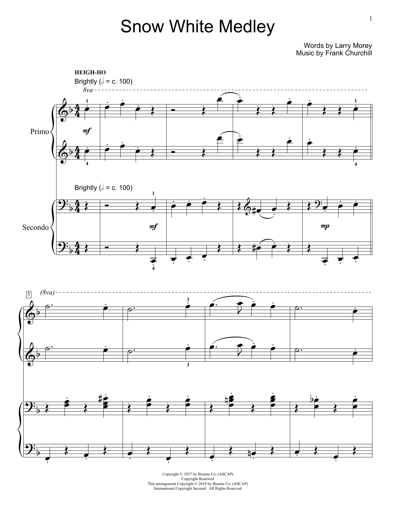 Jennifer and Mike Watts Snow White Medley sheet music notes and chords. Download Printable PDF.