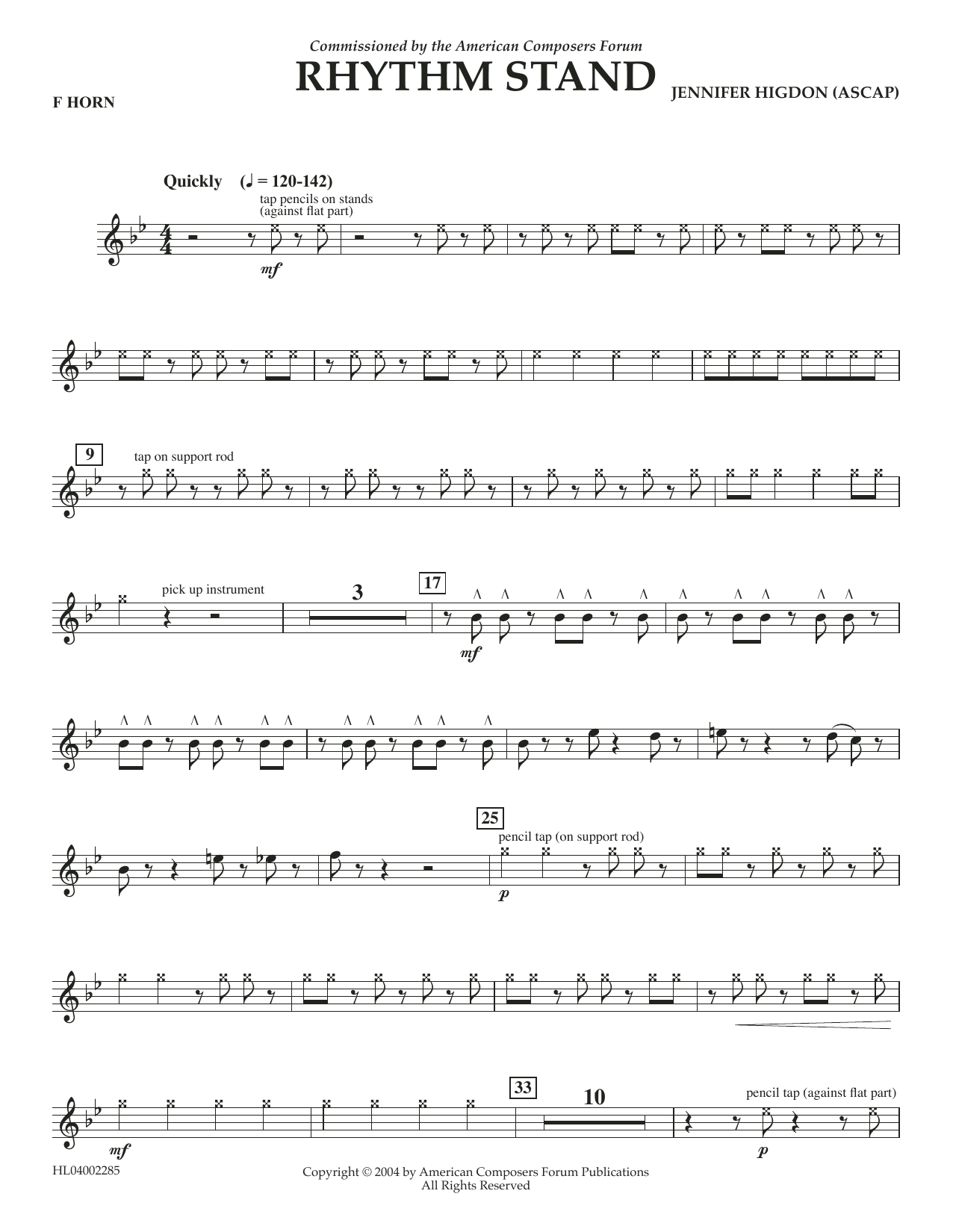 Learn to play Jennifer Higdon Rhythm Stand - F Horn sheet music for Concert Band in minutes. Price: 5.9900$ Jennifer Higdon Rhythm Stand - F Horn sheet music notes and chords arranged for Concert Band