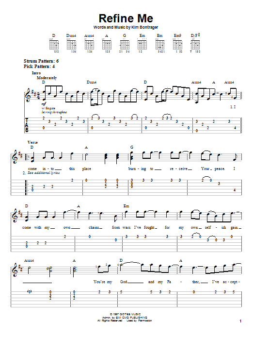 Jennifer Knapp Refine Me sheet music notes and chords. Download Printable PDF.