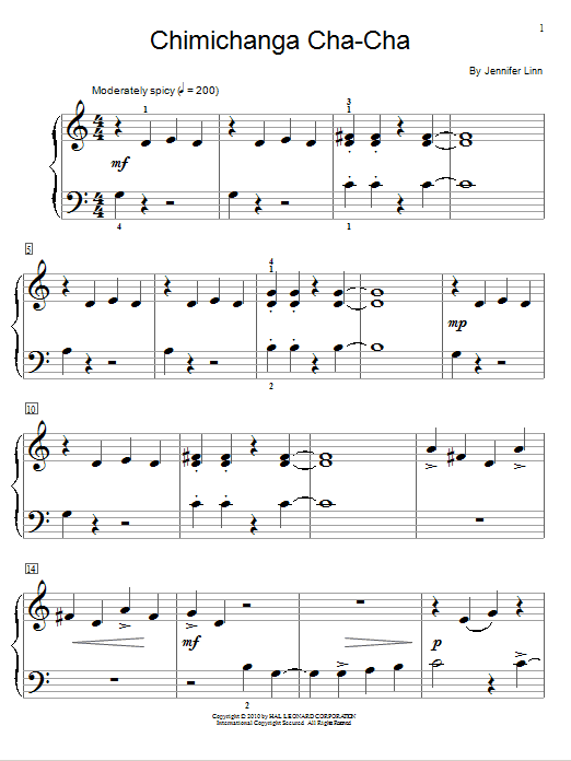 Jennifer Linn Chimichanga Cha-Cha sheet music notes and chords. Download Printable PDF.