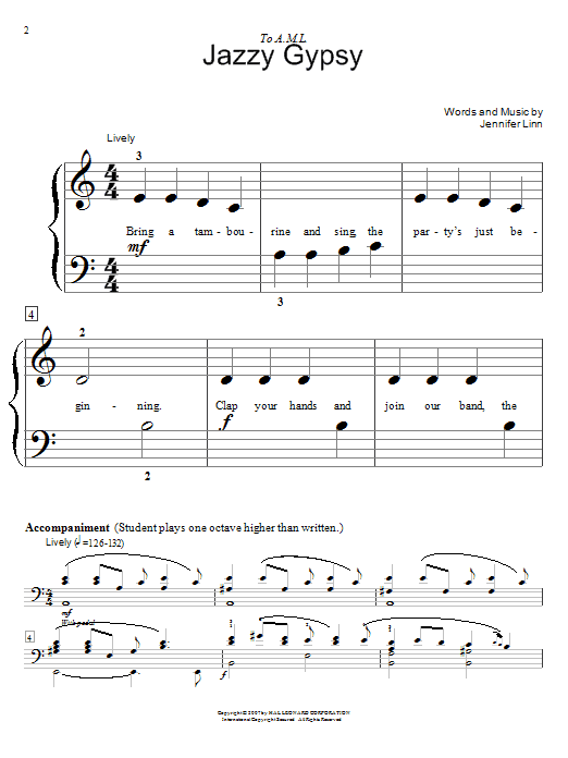 Learn to play Jennifer Linn Jazzy Gypsy sheet music for Piano Duet in minutes. Price: 7.8900$ Jennifer Linn Jazzy Gypsy sheet music notes and chords arranged for Piano Duet