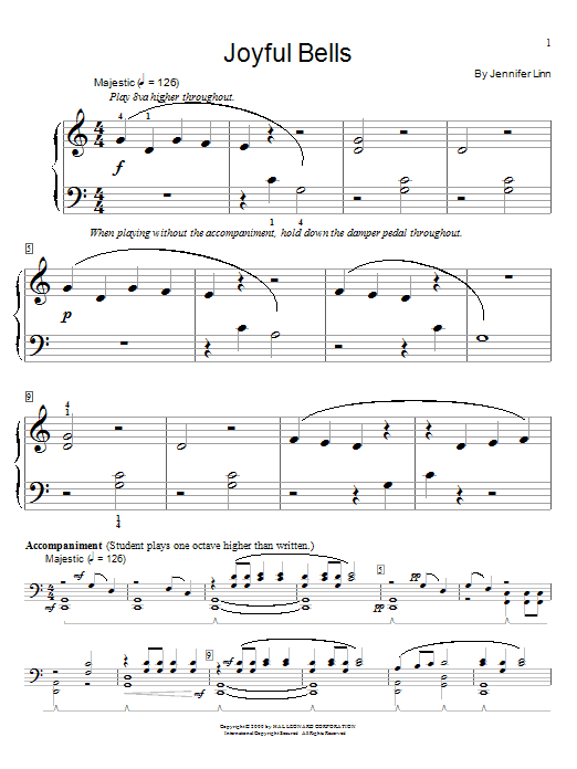 Learn to play Jennifer Linn Joyful Bells sheet music for Educational Piano in minutes. Price: 6.9900$ Jennifer Linn Joyful Bells sheet music notes and chords arranged for Educational Piano