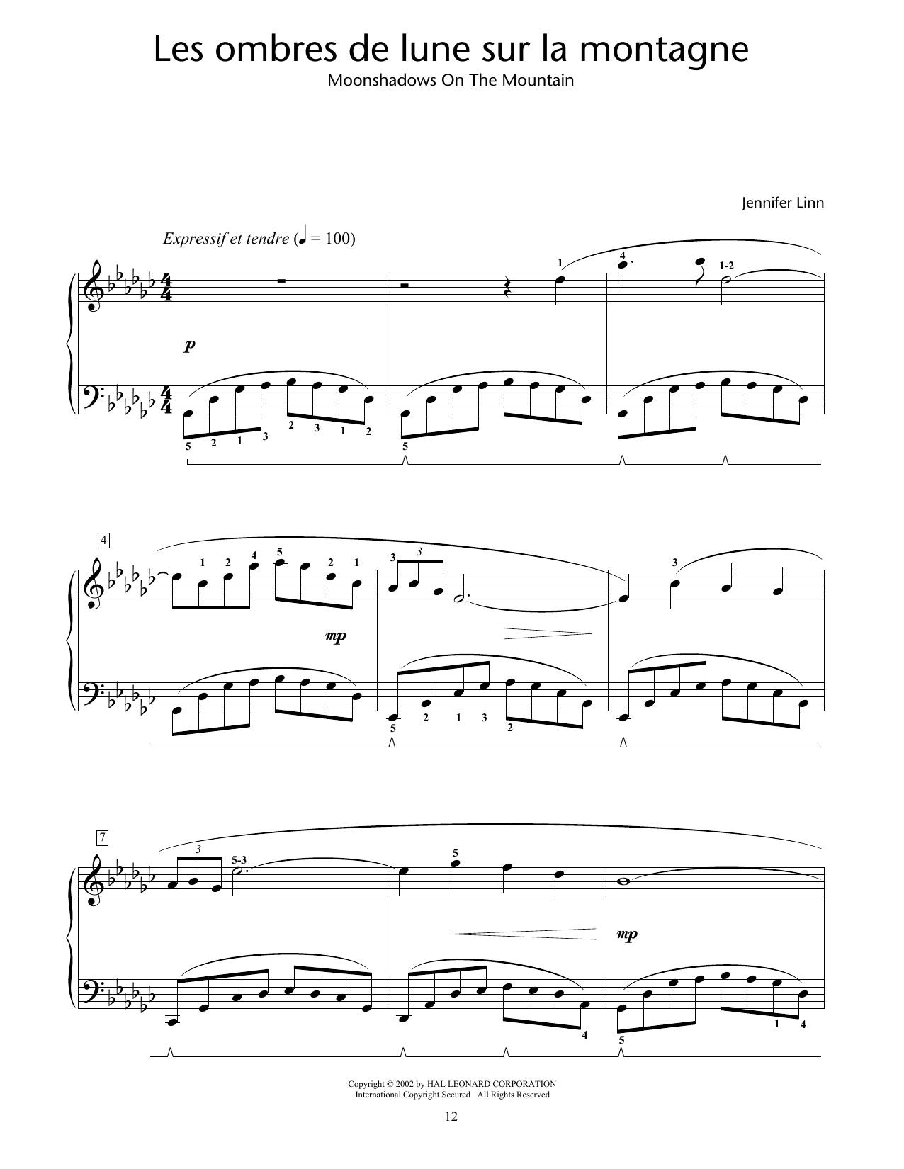 Learn to play Jennifer Linn Les ombres de lune sur la montagne (Moonshadows On The Mountain) sheet music for Educational Piano in minutes. Price: 6.9900$ Jennifer Linn Les ombres de lune sur la montagne (Moonshadows On The Mountain) sheet music notes and chords arranged for Educational Piano