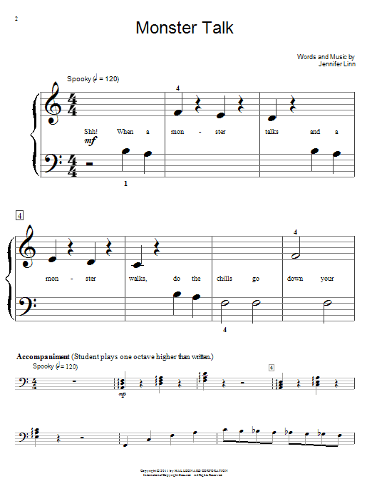 Jennifer Linn Monster Talk sheet music notes and chords. Download Printable PDF.