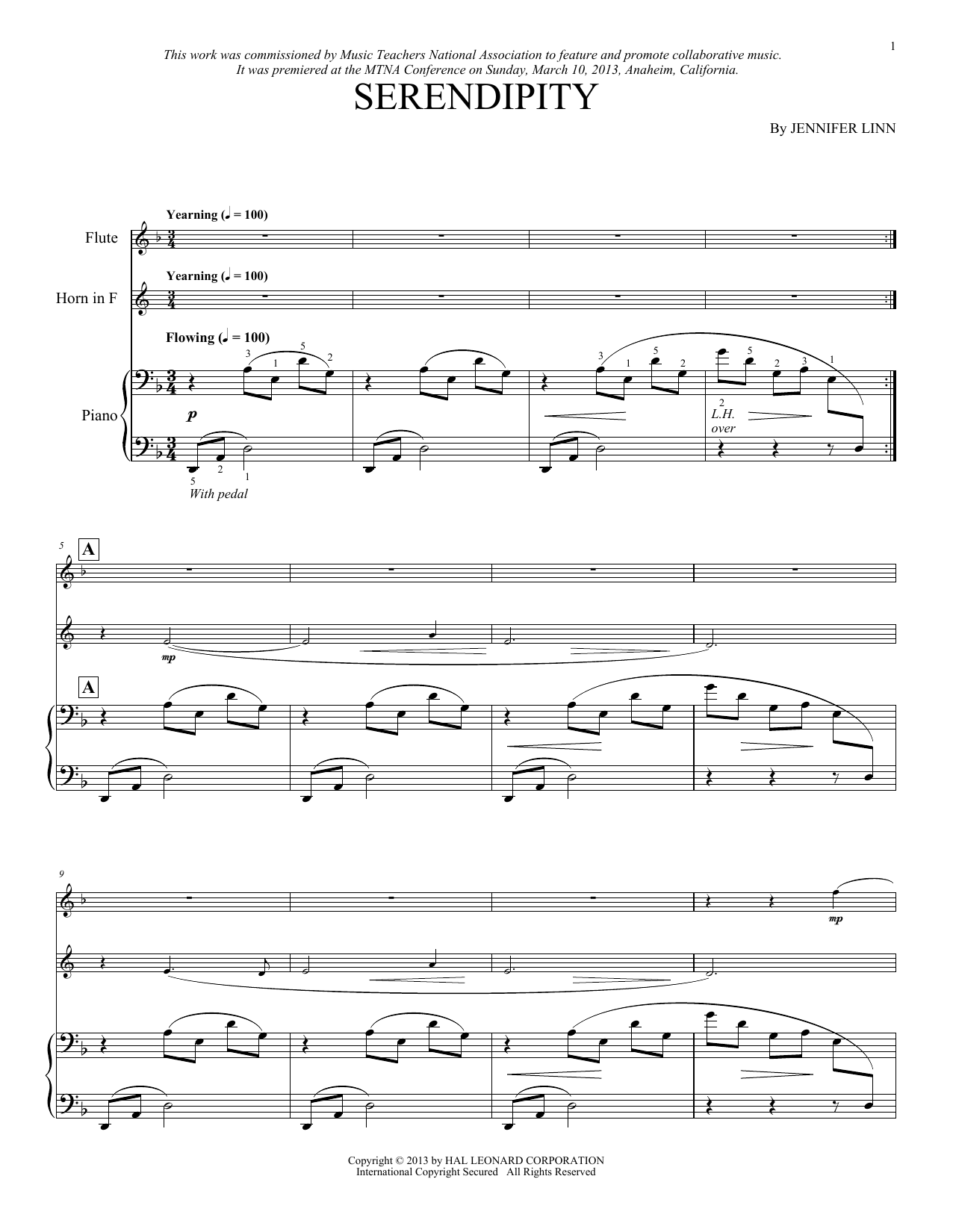 Jennifer Linn Serendipity sheet music notes and chords. Download Printable PDF.