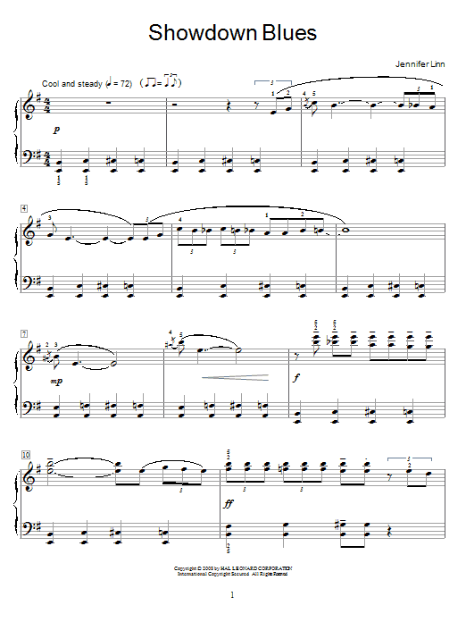 Learn to play Jennifer Linn Showdown Blues sheet music for Educational Piano in minutes. Price: 6.9900$ Jennifer Linn Showdown Blues sheet music notes and chords arranged for Educational Piano