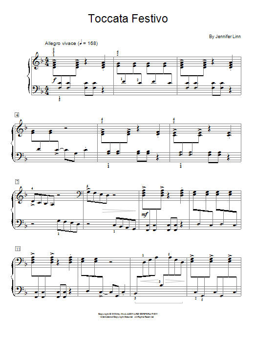 Jennifer Linn Toccata Festivo sheet music notes and chords. Download Printable PDF.