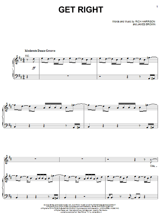 Learn to play Jennifer Lopez Get Right sheet music for Piano, Vocal & Guitar Chords (Right-Hand Melody) in minutes. Price: 7.8900$ Jennifer Lopez Get Right sheet music notes and chords arranged for Piano, Vocal & Guitar Chords (Right-Hand Melody)