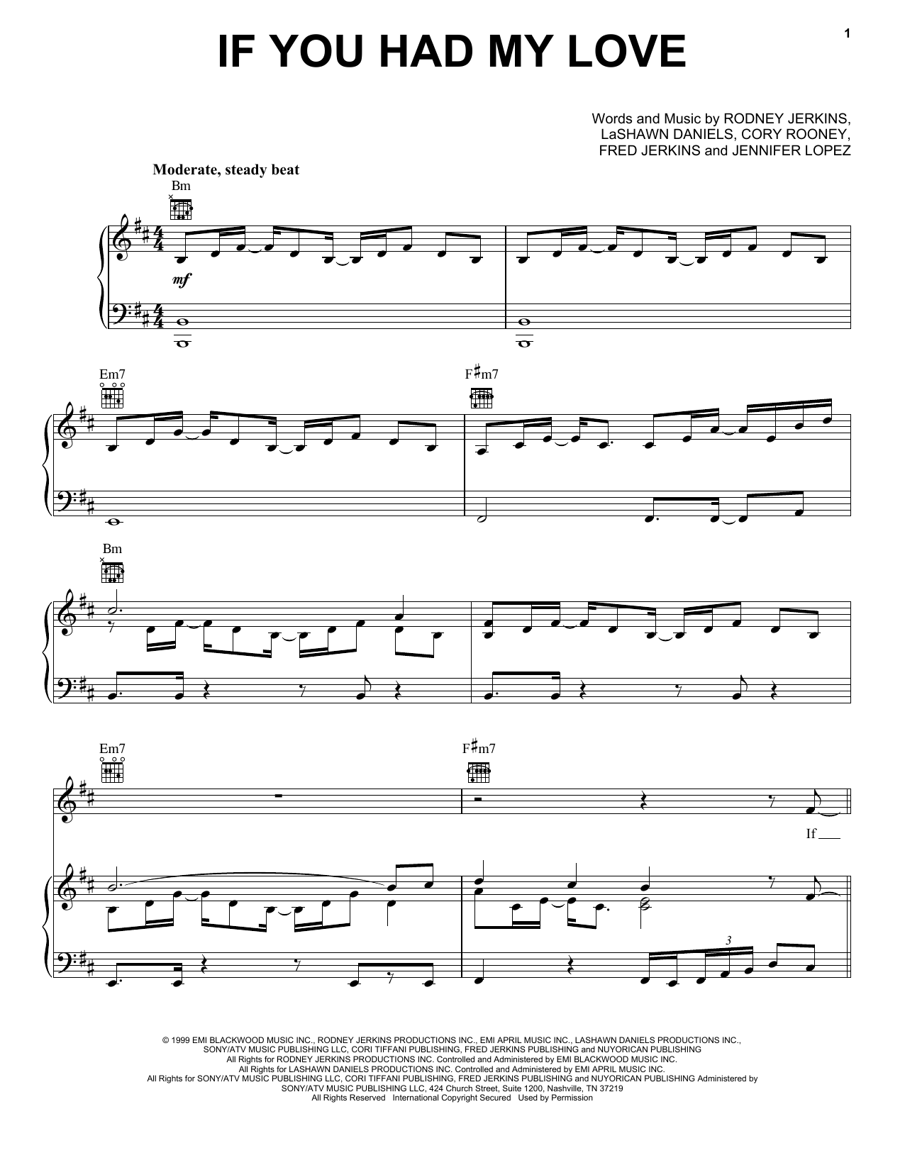 Learn to play Jennifer Lopez If You Had My Love sheet music for Piano, Vocal & Guitar Chords (Right-Hand Melody) in minutes. Price: 7.8900$ Jennifer Lopez If You Had My Love sheet music notes and chords arranged for Piano, Vocal & Guitar Chords (Right-Hand Melody)