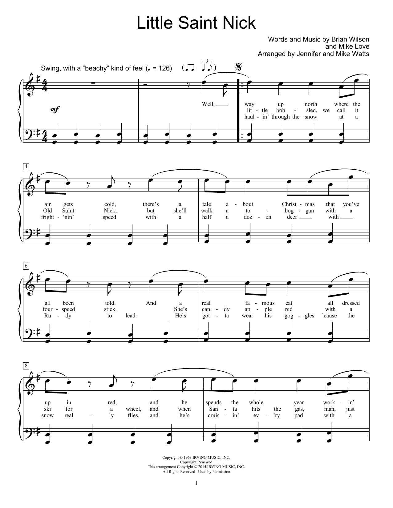 Learn to play Jennifer Watts Little Saint Nick sheet music for Educational Piano in minutes. Price: 6.9900$ Jennifer Watts Little Saint Nick sheet music notes and chords arranged for Educational Piano