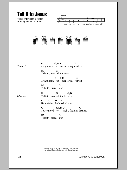 Jeremiah E. Rankin Tell It To Jesus sheet music notes and chords. Download Printable PDF.