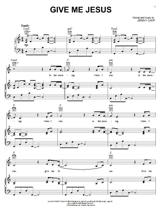 Jeremy Camp Give Me Jesus sheet music notes and chords. Download Printable PDF.