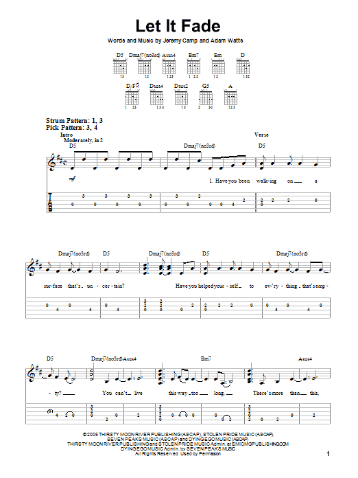 Jeremy Camp Let It Fade sheet music notes and chords. Download Printable PDF.