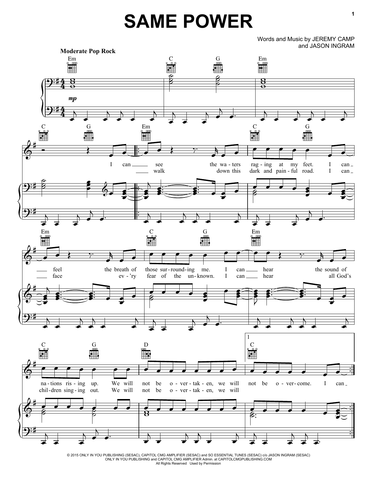 Jeremy Camp Same Power sheet music notes and chords. Download Printable PDF.