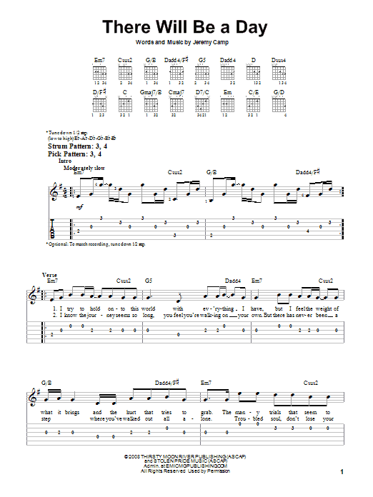 Jeremy Camp There Will Be A Day sheet music notes and chords. Download Printable PDF.