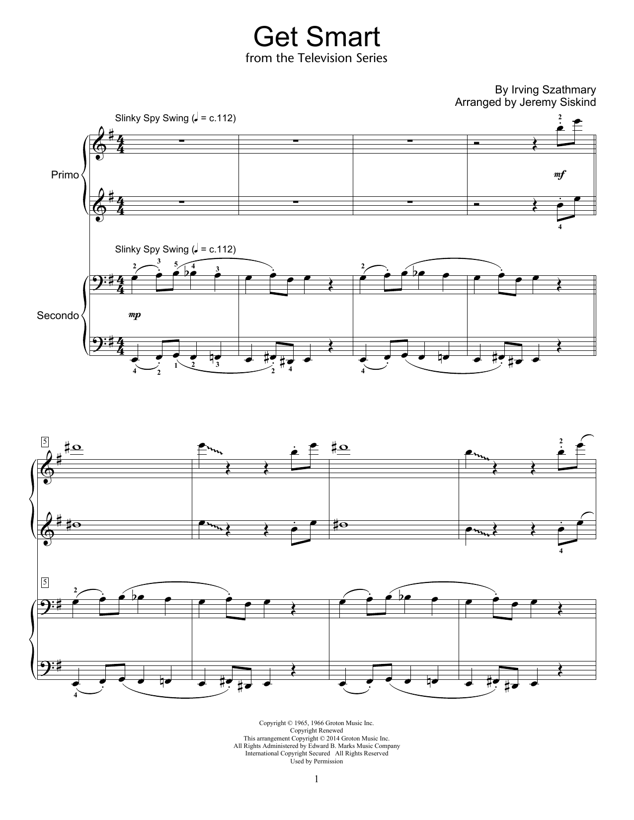 Learn to play Jeremy Siskind Get Smart sheet music for Piano Duet in minutes. Price: 7.8900$ Jeremy Siskind Get Smart sheet music notes and chords arranged for Piano Duet