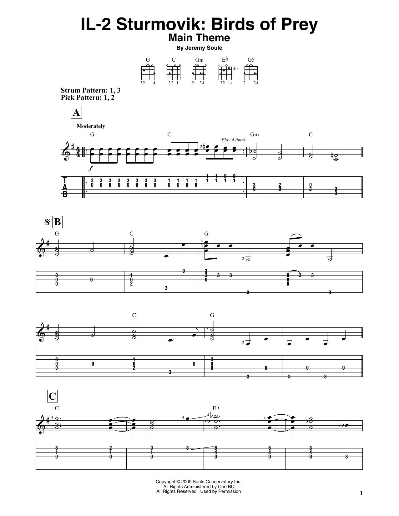 Jeremy Soule IL-2 Sturmovik: Birds of Prey - Main Theme sheet music notes and chords. Download Printable PDF.