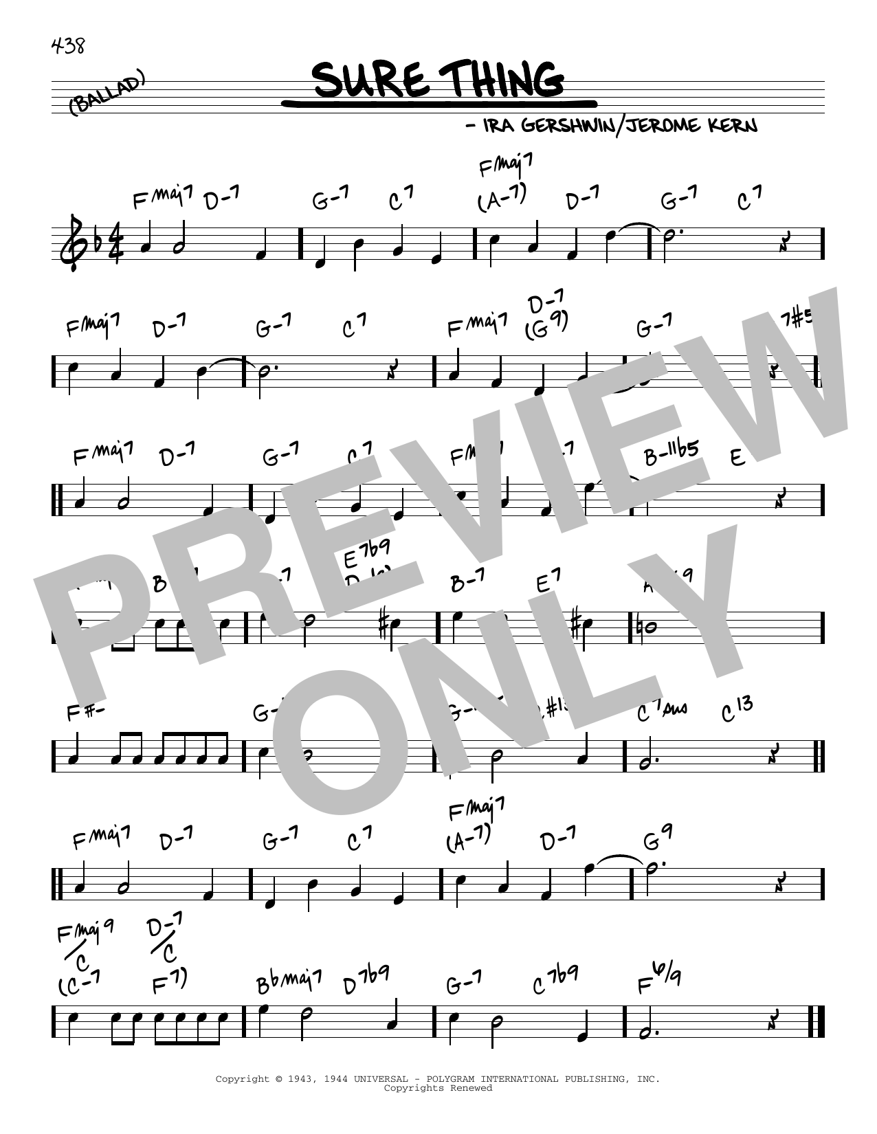 Learn to play Jerome Kern and Ira Gershwin Sure Thing sheet music for Real Book – Melody & Chords in minutes. Price: 5.9900$ Jerome Kern and Ira Gershwin Sure Thing sheet music notes and chords arranged for Real Book – Melody & Chords