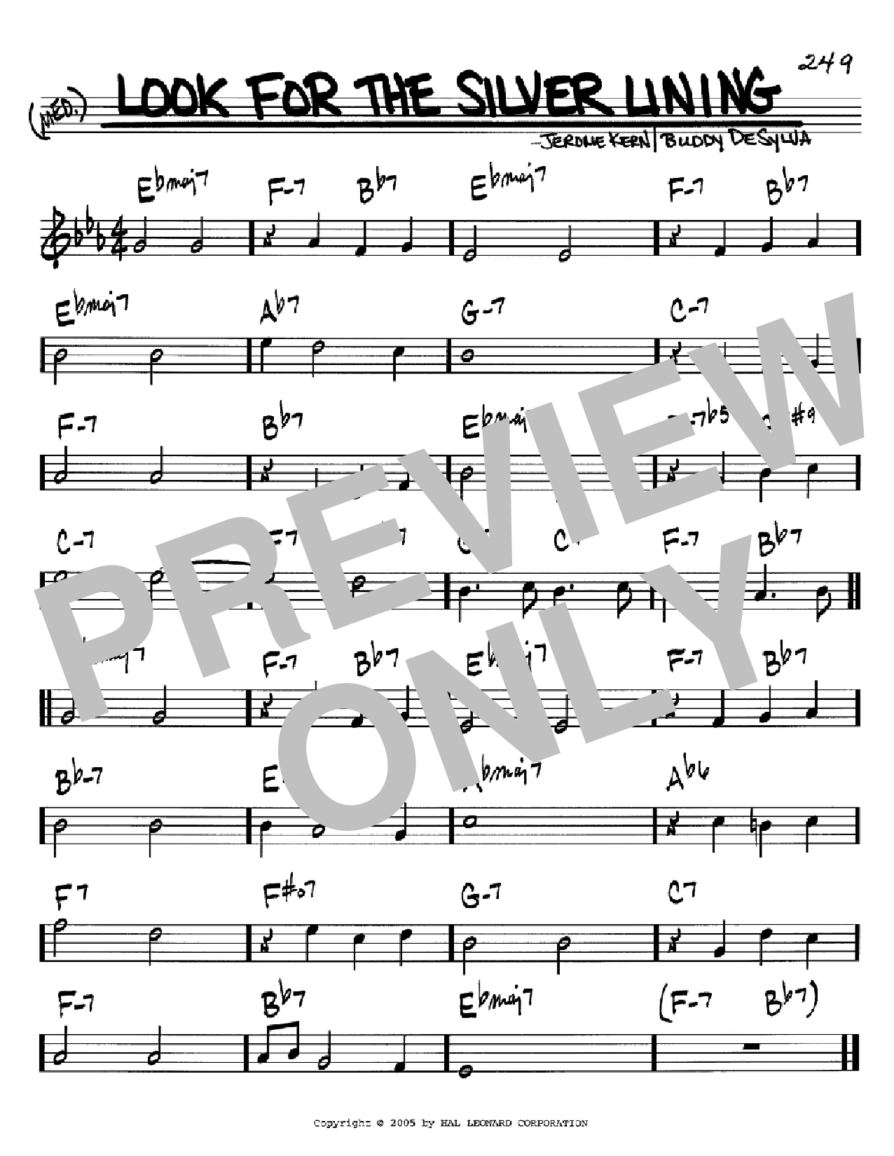 Jerome Kern Look For The Silver Lining (from Sally) sheet music notes and chords. Download Printable PDF.