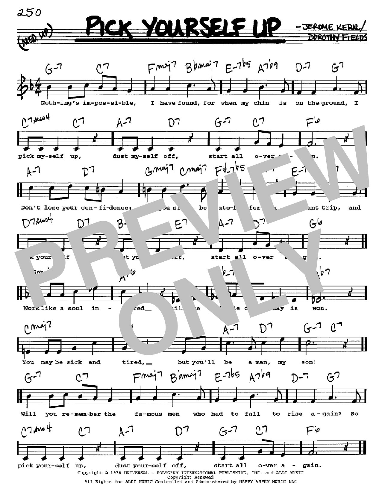 Jerome Kern Pick Yourself Up sheet music notes and chords. Download Printable PDF.