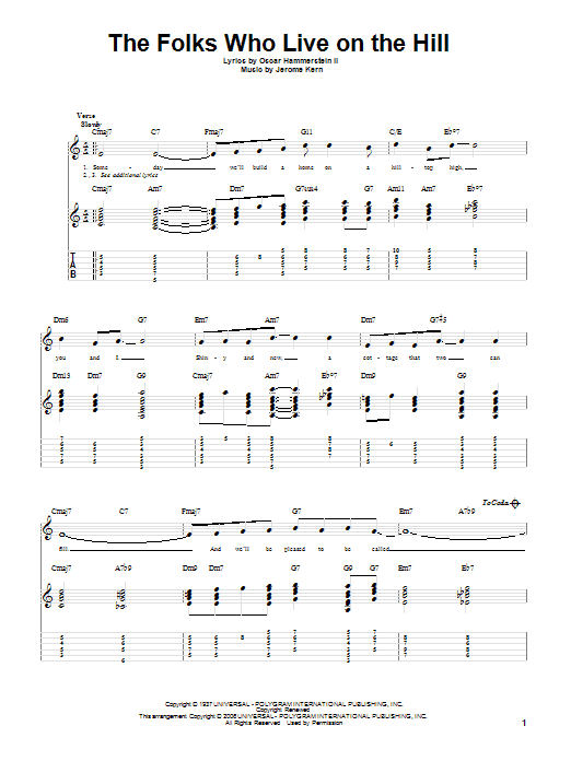 Jerome Kern The Folks Who Live On The Hill sheet music notes and chords. Download Printable PDF.