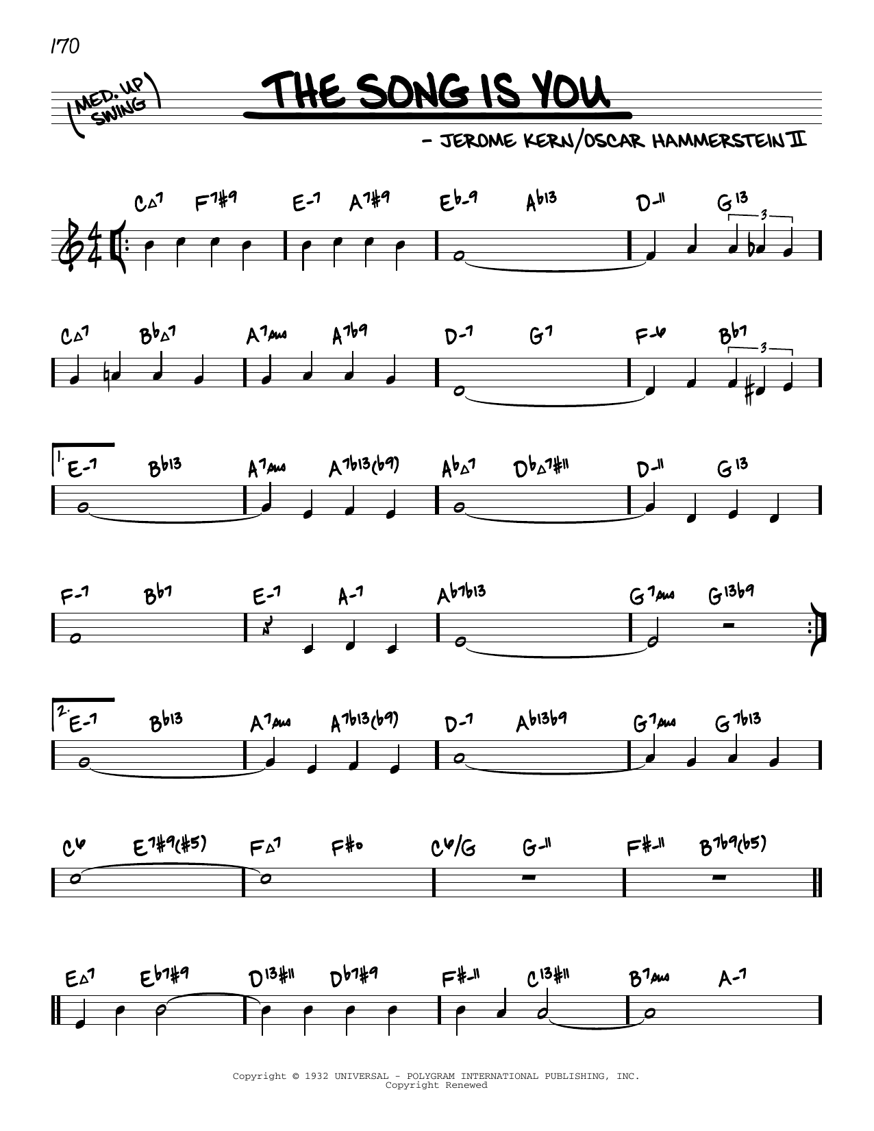 Jerome Kern The Song Is You (arr. David Hazeltine) sheet music notes and chords. Download Printable PDF.