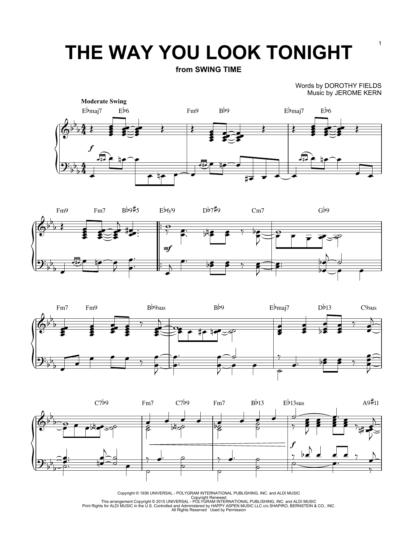 Jerome Kern The Way You Look Tonight [Jazz version] (arr. Brent Edstrom) sheet music notes and chords. Download Printable PDF.