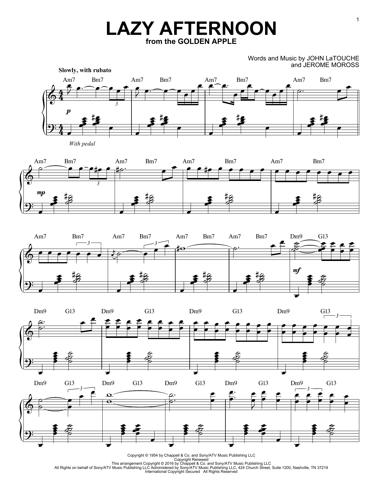 Jerome Moross Lazy Afternoon [Jazz version] (arr. Brent Edstrom) sheet music notes and chords. Download Printable PDF.