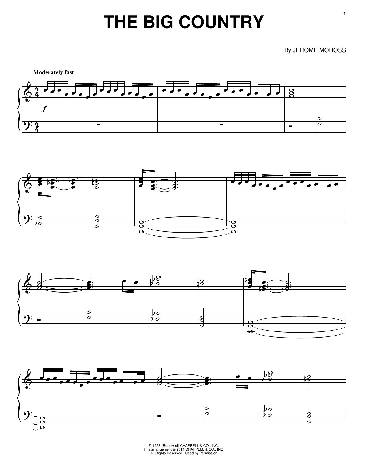 Learn to play Jerome Moross The Big Country sheet music for Piano Solo in minutes. Price: 7.8900$ Jerome Moross The Big Country sheet music notes and chords arranged for Piano Solo