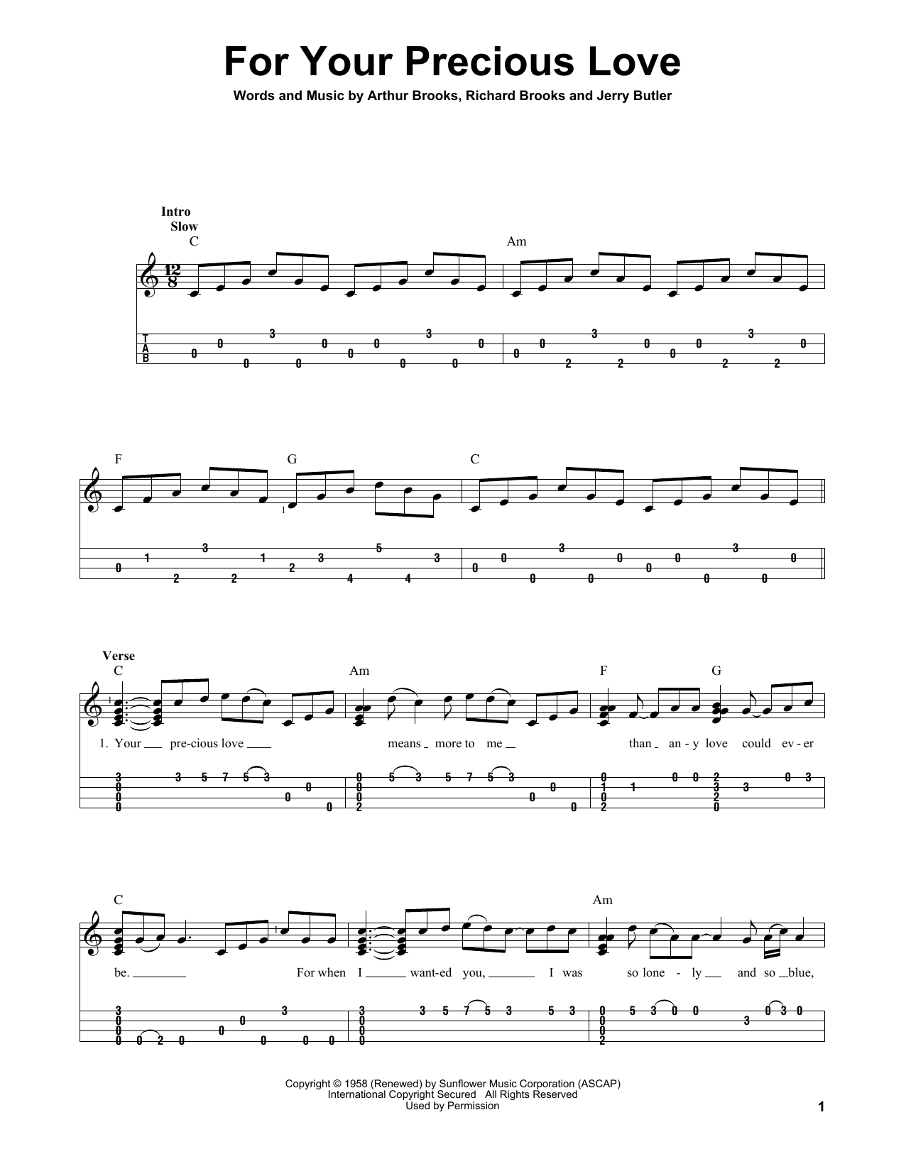 Jerry Butler & The Impressions For Your Precious Love sheet music notes and chords arranged for Piano, Vocal & Guitar Chords (Right-Hand Melody)